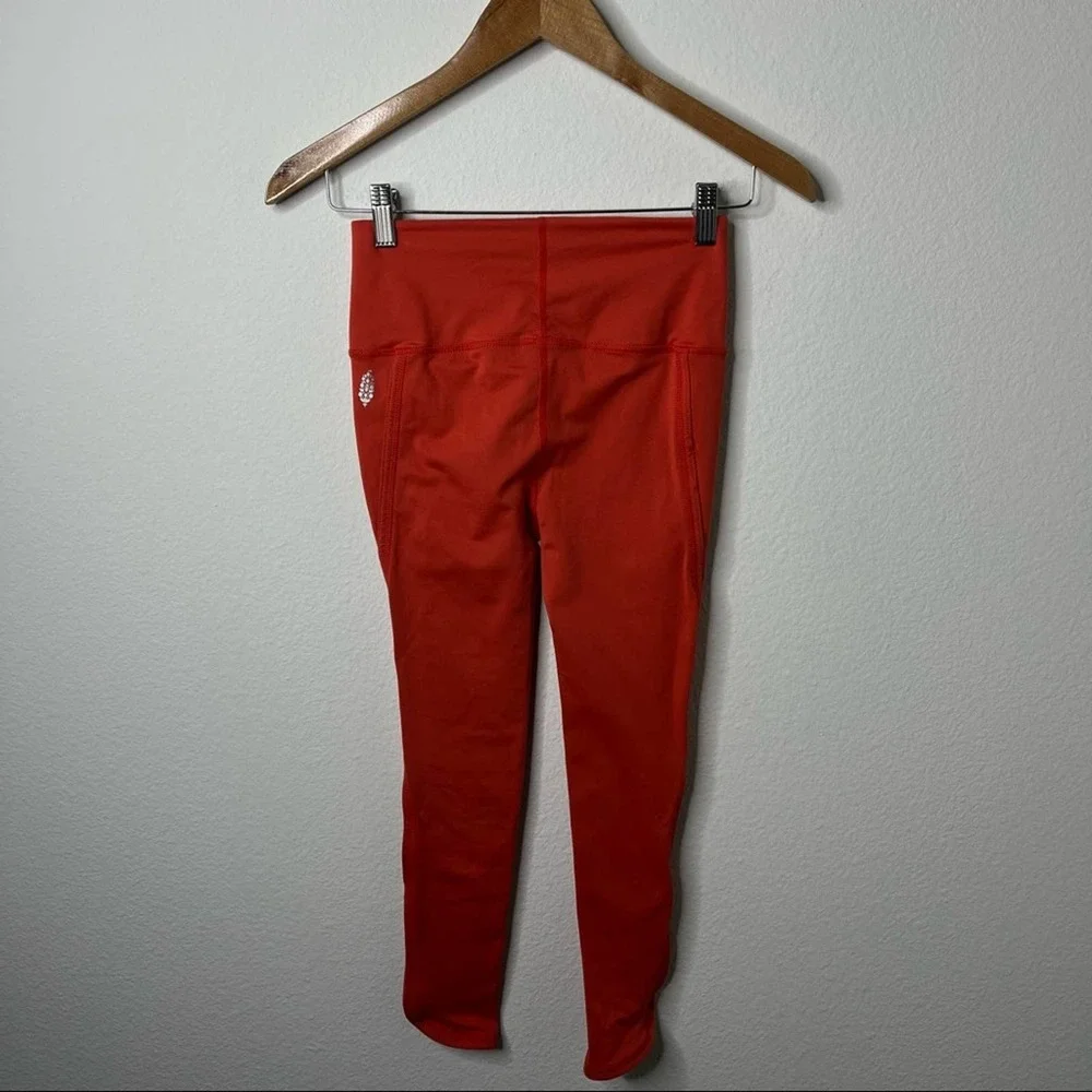 Free People Movement Coral Red Side Cutout High Waist Leggings Active Workout XS - Picture 6 of 10
